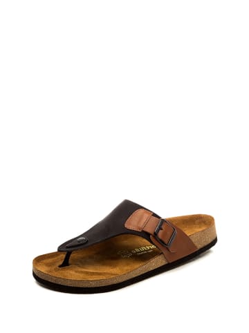 Comfortfusse Skórzane japonki w kolorze czarno-brązowym