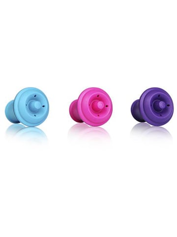 Vacu Vin 3er-Set: Weinpumpen-Stopfen in Pink/ Blau/ Lila
