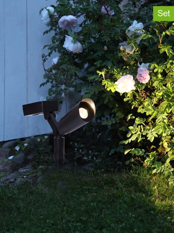 STAR Trading 2er-Set: LED-Solar-Gartenstecker "Powerspot" in Schwarz - (H)15 cm