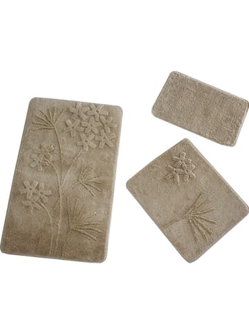 Colorful Cotton 3er-Set: Badvorleger "Orkide" in Beige