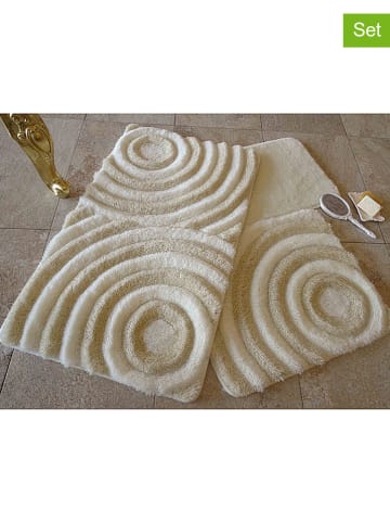 Colourful Cotton 3er-Set: Badvorleger "Wave" in Creme