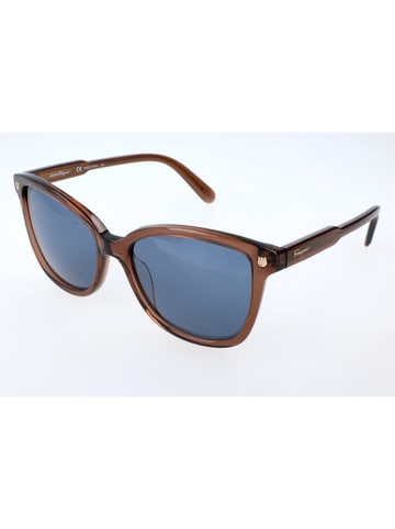 Salvatore Ferragamo Damskie okulary przeciwsłoneczne w kolorze jasnobrązowo-niebieskim