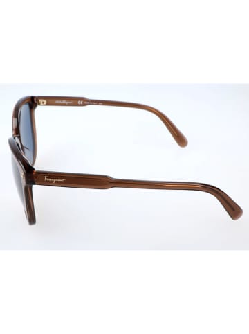 Salvatore Ferragamo Damskie okulary przeciwsłoneczne w kolorze jasnobrązowo-niebieskim