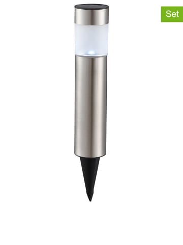 Globo lighting 4er-Set: LED-Solar-Gartenstecker in Silber - (H)38 cm