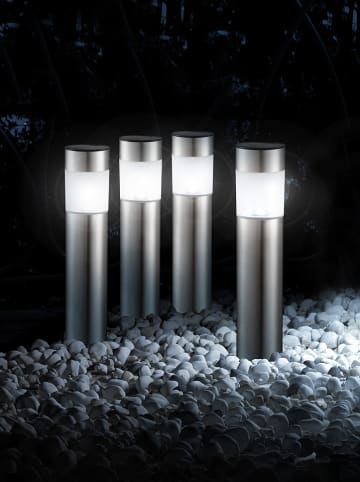 Globo lighting 4-delige set: led-solartuinsteker zilverkleurig - (H)38 cm