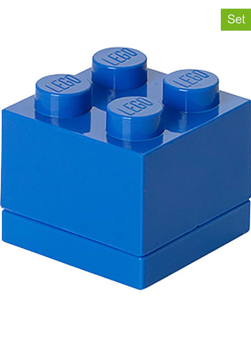 LEGO 3-delige set: opbergboxen "Mini 4" blauw - (B)4,6 x (H)4,3 x (D)4,6 cm