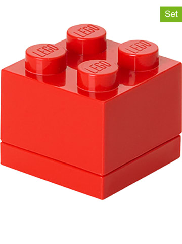 LEGO 3-delige set: opbergboxen "Mini 4" rood - (B)4,6 x (H)4,3 x (D)4,6 cm