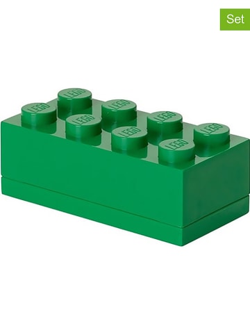 LEGO 3-delige set: lunchboxen "Mini 8" groen - (B)9,2 x (H)4,3 x (D)4,6 cm