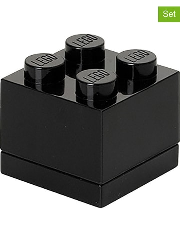 LEGO 3er-Set: Aufbewahrungsboxen "Mini 4" in Schwarz - (B)4,6 x (H)4,3 x (T)4,6 cm
