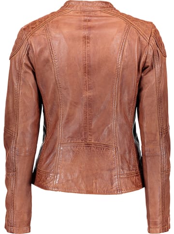 7eleven Skórzana kurtka "Narbon" w kolorze brązowym