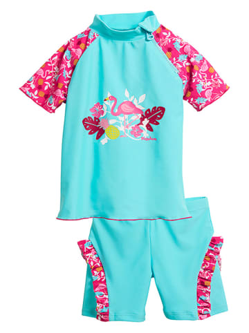 Playshoes 2-delige zwemoutfit "Flamingo" turquoise