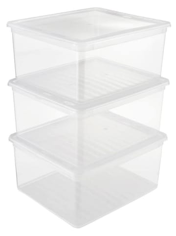 Joybos 3er-Set: Aufbewahrungskisten in Transparent - (B)39 x (H)33,5 x (T)18 cm