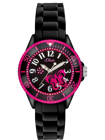 S. Oliver Kwartshorloge zwart/roze