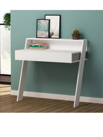 HanahHome Schreibtisch "Cowork" in Weiß - (B)94 x (H)91 x (T)50 cm