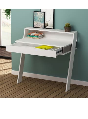 HanahHome Schreibtisch "Cowork" in Weiß - (B)94 x (H)91 x (T)50 cm