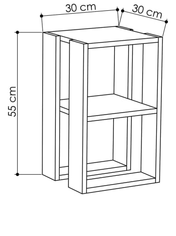 Evila Nachttisch "Lonie" in Weiß - (B)30 x (H)55 x (T)30 cm