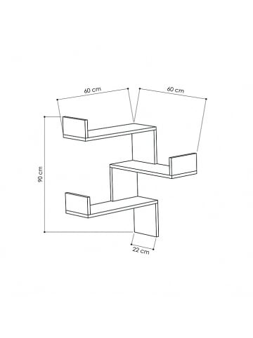 Scandinavia Concept Eckregal "Luksa" in Eiche - (B)60 x (H)90 x (T)20 cm