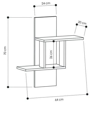 Scandinavia Concept Wandplank "Mill" antraciet - (B)64 x (H)70 x (D)20 cm