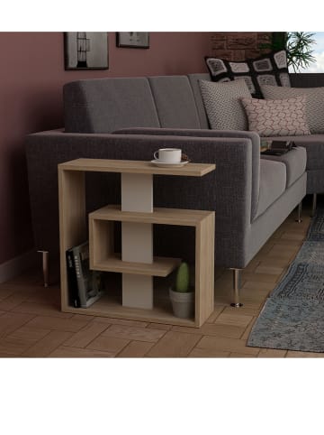 Scandinavia Concept Beistelltisch "Saly" in Weiß/ Eiche-Sonoma - (B)55 x (H)57 x (T)20 cm