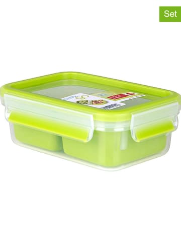 Emsa 2-delige set: lunchboxen "Clip & Go" groen - 1 l