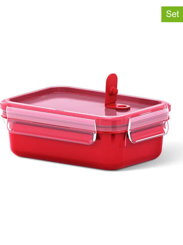 Emsa Pojemniki (2 szt.) "Clips & Micro" w kolorze czerwonym na lunch - 550 ml