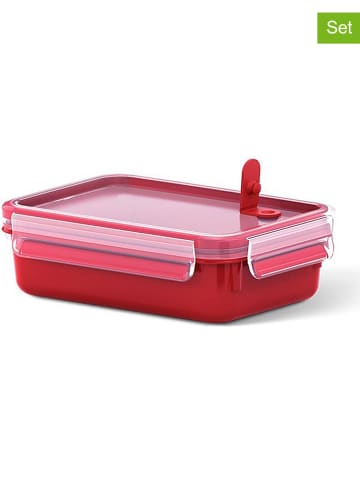 Emsa Pojemniki (2 szt.) "Clips & Micro" w kolorze czerwonym na lunch - 800 ml