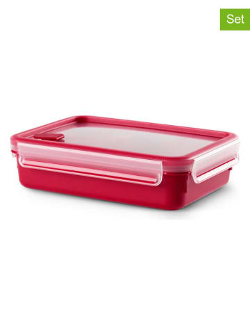 Emsa 2er-Set: Mikrowellendosen "Clip & Micro" in Rot - 1,2 l