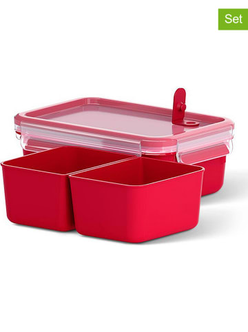 Emsa Lunchboxes (2 szt.) "Clip & Micro" w kolorze czerwonym - 1 l
