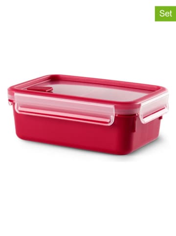 Emsa Pojemniki (2 szt.) "Clip & Micro" w kolorze czerwonym - 1 l