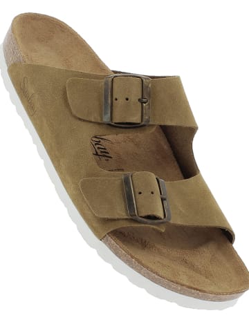 Sunbay Leder-Pantoletten in Beige