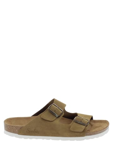 Sunbay Leder-Pantoletten in Beige