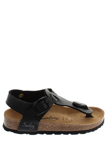 Sunbay Teenslippers "Hibiscus" zwart