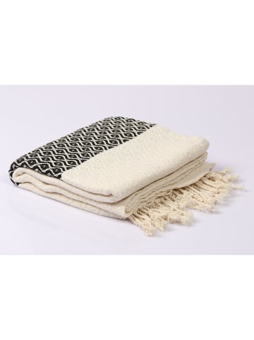 ILVY'S Hamamdoek crème/zwart - (L)180 x (B)95 cm