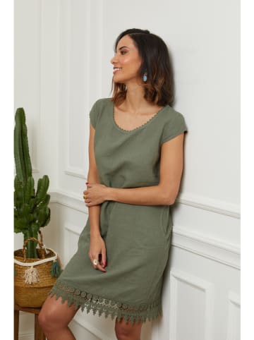 Le Monde du Lin Leinen-Kleid in Oliv