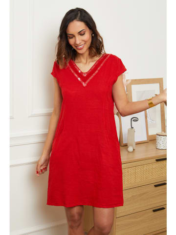 Le Monde du Lin Leinen-Kleid in Rot
