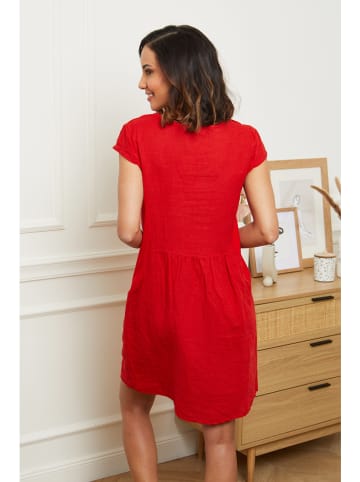 Le Monde du Lin Leinen-Kleid in Rot