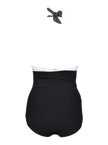 S. Oliver Badeanzug in Schwarz/ Taupe/ Weiß