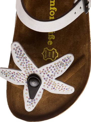 Comfortfusse Leder-Zehentrenner in Weiß