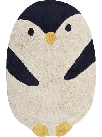 The Wild Hug Baumwoll-Teppich "Penguin" in Creme/ Grau - (L)120 x (B)80 cm