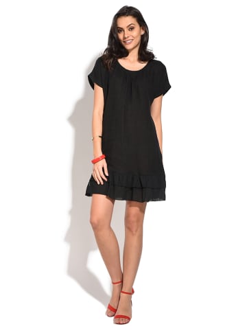 Le Jardin du Lin Leinen-Kleid in Schwarz