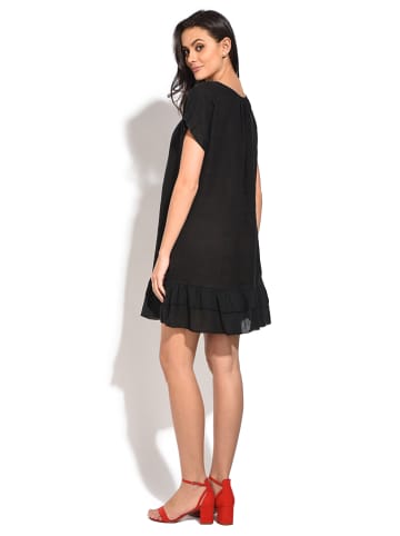 Le Jardin du Lin Leinen-Kleid in Schwarz