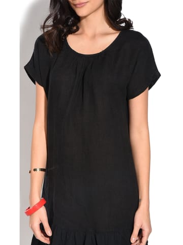 Le Jardin du Lin Leinen-Kleid in Schwarz