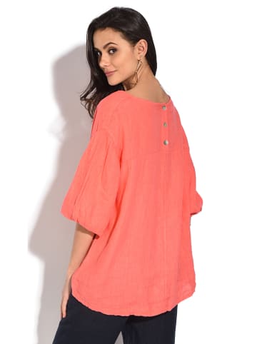 Le Jardin du Lin Linnen blouse koraalrood