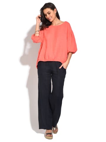 Le Jardin du Lin Linnen blouse koraalrood