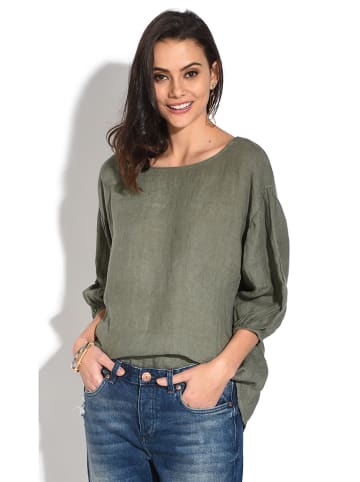 Le Jardin du Lin Leinen-Bluse in Khaki