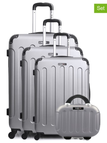 BlueStar 4-delige hardcase-trolleyset "Madrid" zilverkleurig
