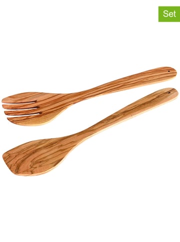 Fackelmann 2 tlg. Set: Salatbesteck in Natur - (L)30 cm