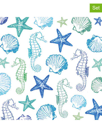 ppd 2er-Set: Servietten "Aquarell Seaside - large" in Blau/ Grün - 2x 20 Stück