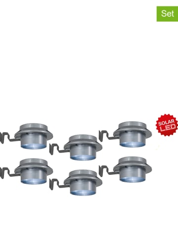 näve 6er-Set: LED-Dachrinnen-Solarleuchten in Grau - Ø 12 cm