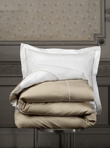 De Witte Lietaer Perkal beddengoedset "Bumblebee" wit/taupe